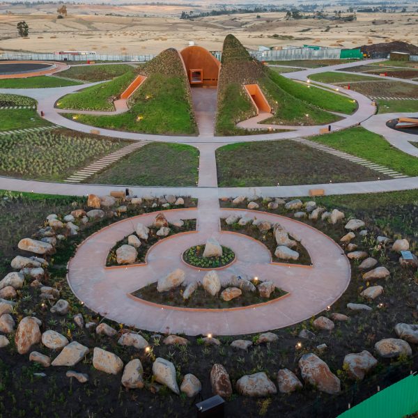 Memorial with stone garden