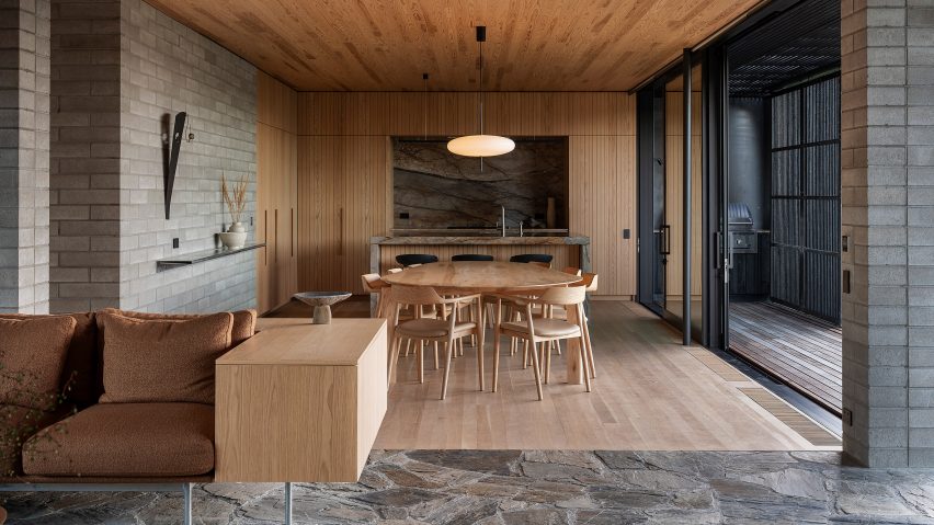 Timber kitchen featuring luxury appliances