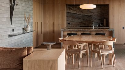 Timber kitchen at Wanaka holiday house