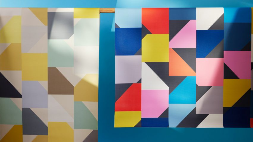 Colourful patterned Mosaic fabric by Designtex