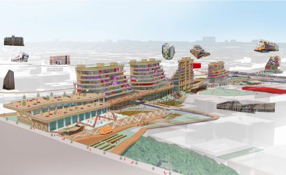 Illustration of a buildings in the Bronx