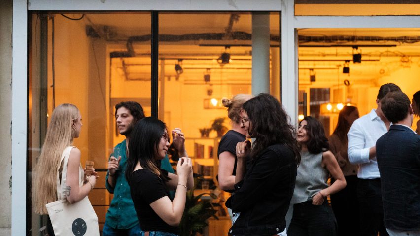 Students outside a Paris School of Architecture event
