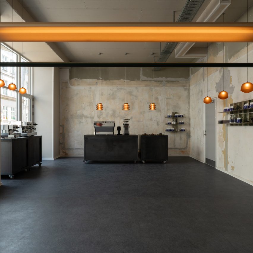 Photo of cafe in minimalist and brutalist style