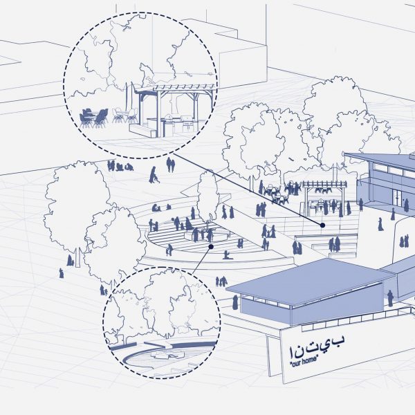 Architectural diagramme in blue