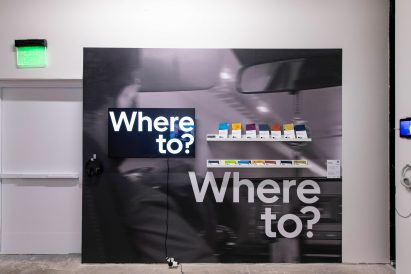 Photo of poster with the words "Where to?" printed on it