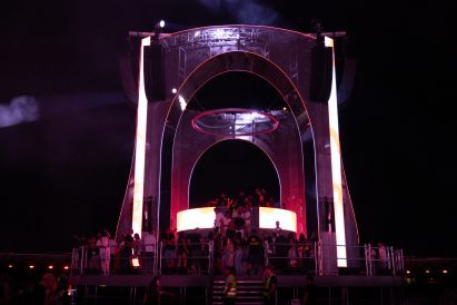 People on nighclub levels of The Temple stage