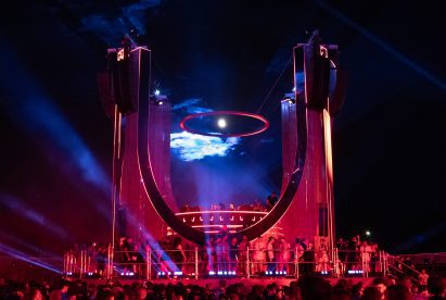 The Temple stage against night sky