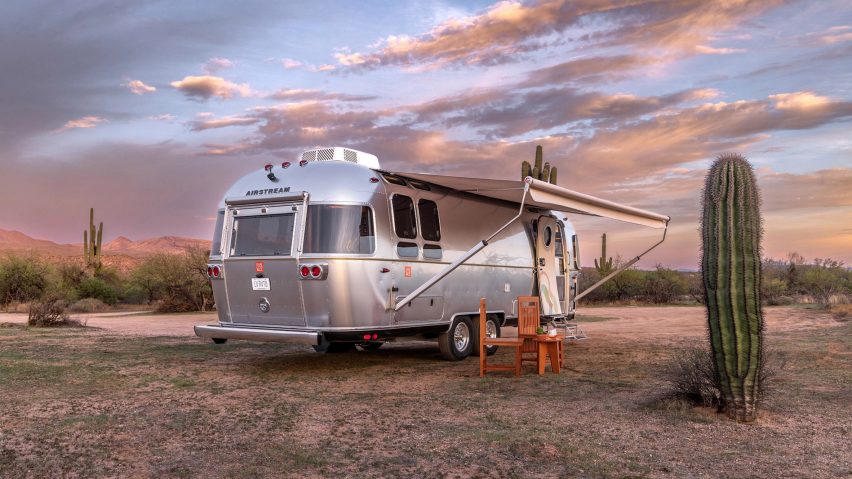 A trailer with an awning