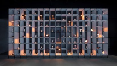 Specimen cases illuminated with objects