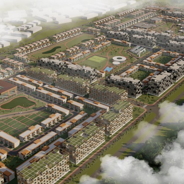 a visualisation of a housing complex from above
