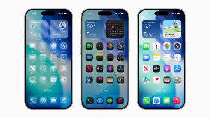 View of three iPhones