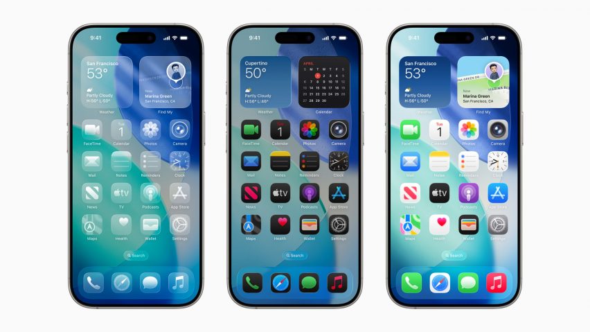 View of three iPhones