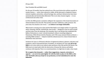 Architects for Gaza letter