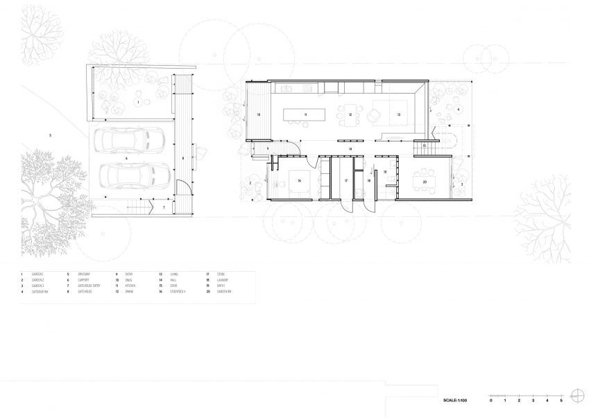 Plan of Balmoral Hillside House by Kieron Gait Architects