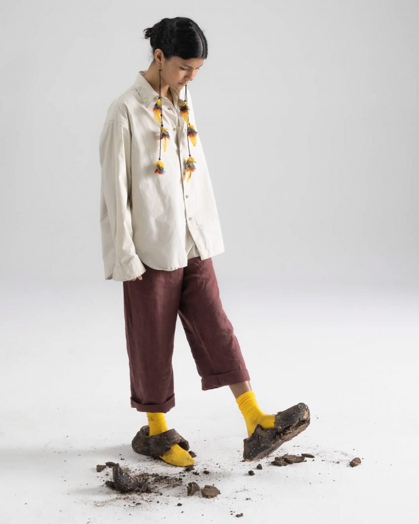 Person walking with shoes on