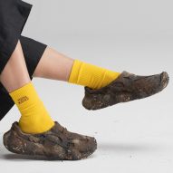 Brown shoes with yellow socks