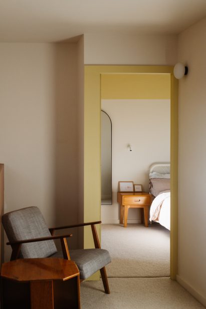 Bedroom in renovated 1970s house