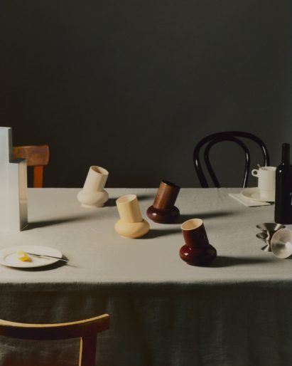 Balancing cups in earthy hues