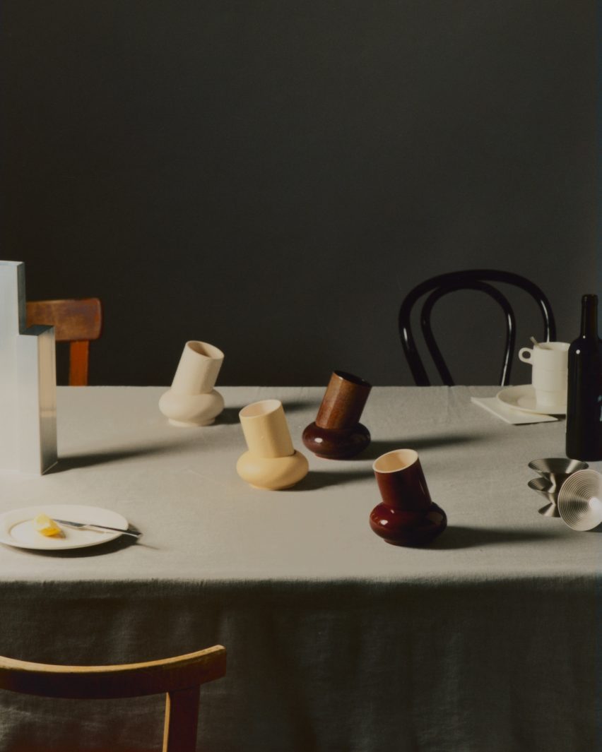 Balancing cups in earthy hues
