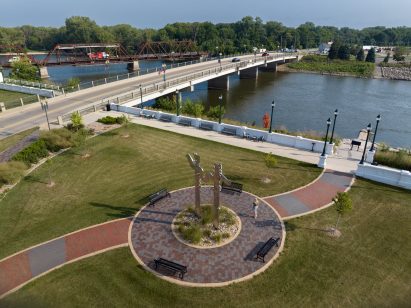 Aerial view of Cedar Falls downtown
