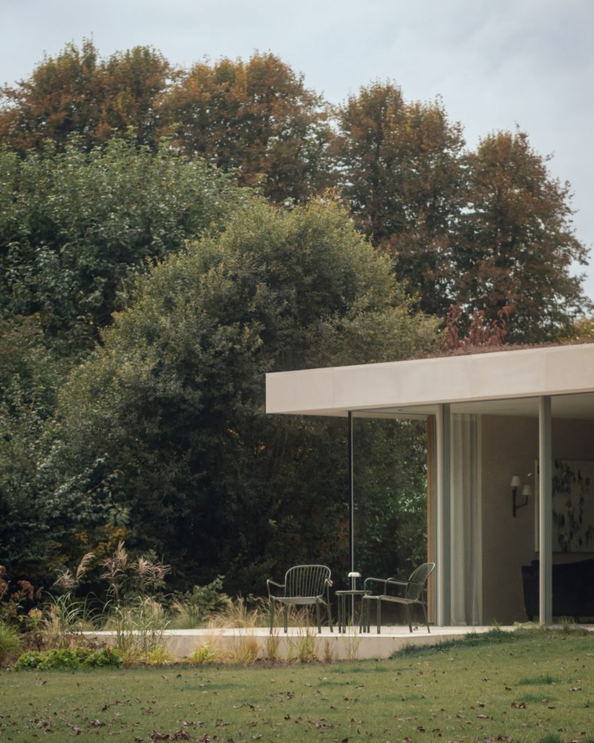 Glazed wing overlooking garden