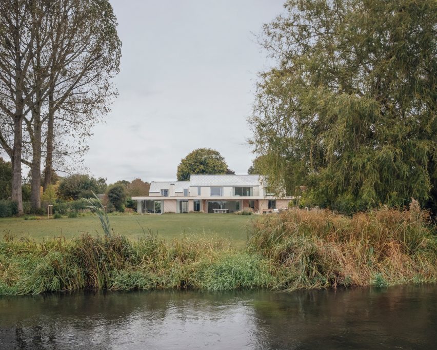 British house by a river