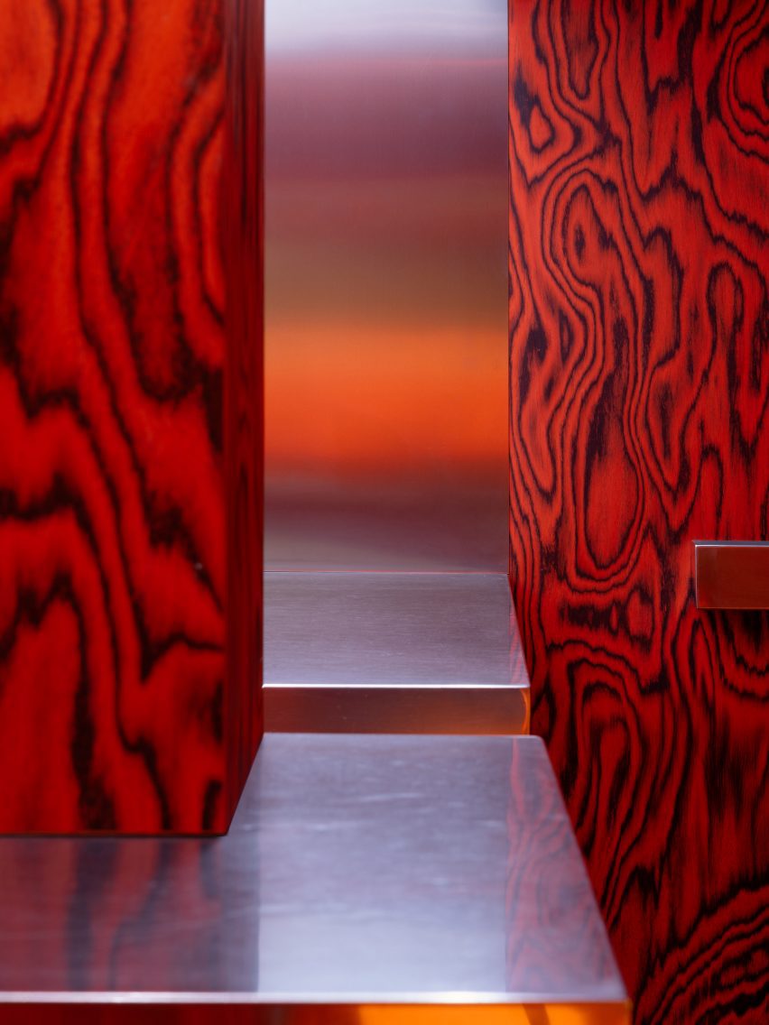 Red-lit nightclub interior
