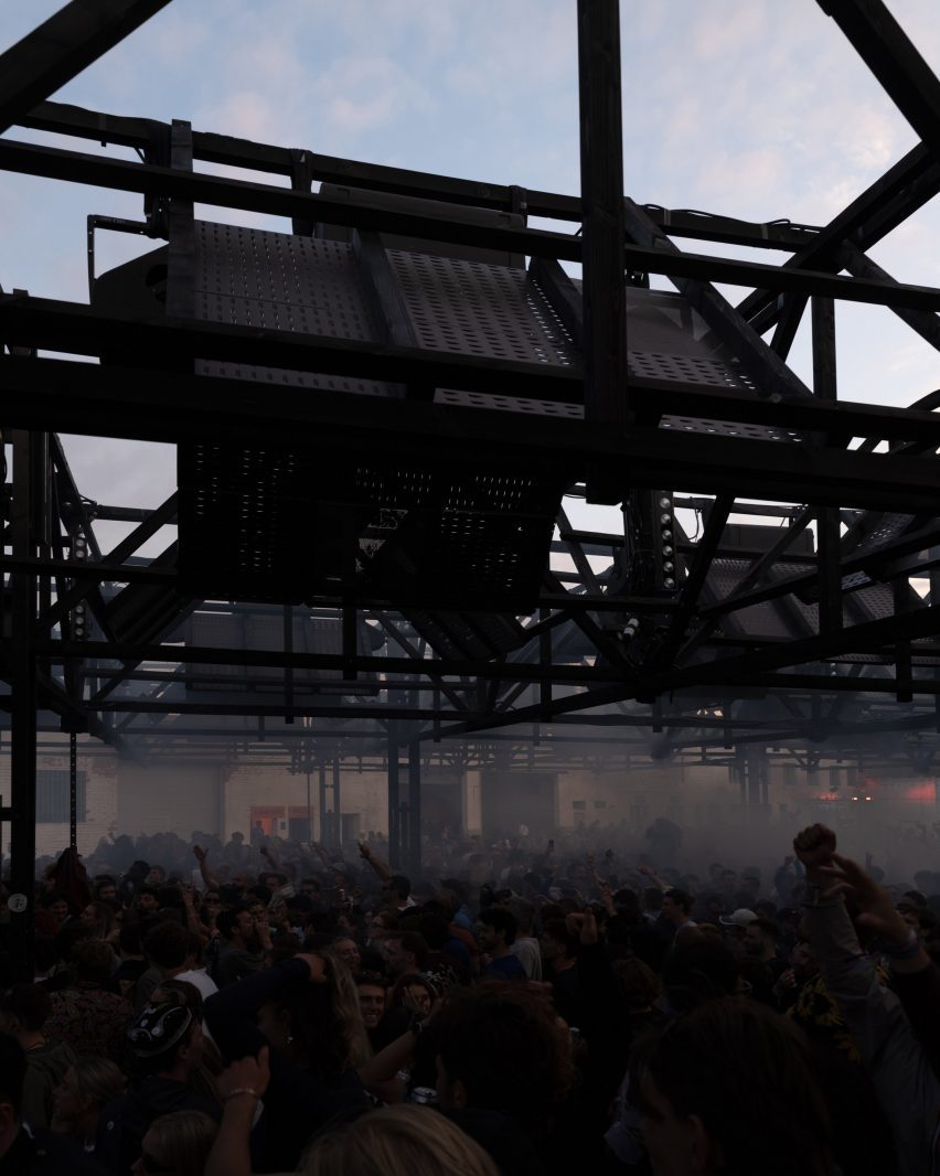 Timber canopy at Horst Arts and Music Festival by Leopold Banchini Architects and Giona Bierens de Haan