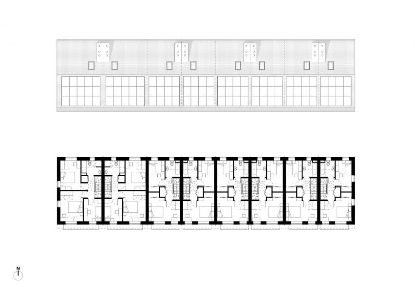 First floor plan of Hazelmead co-housing in Dorset by Barefoot Architects