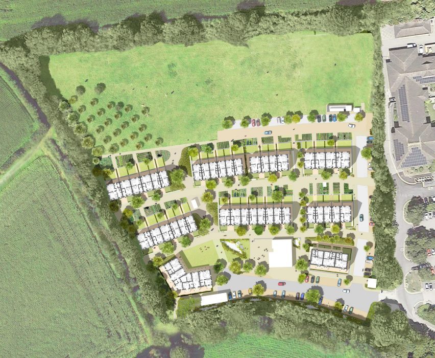 Site plan of Hazelmead co-housing in Dorset by Barefoot Architects