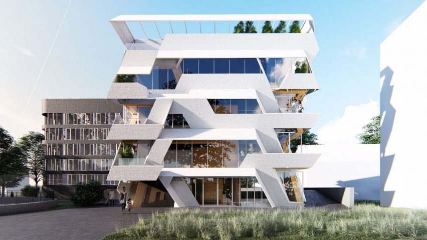 a visualisation of a white building
