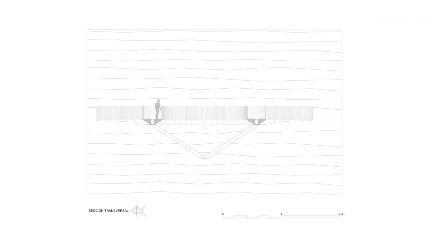 Section of Farrapona Geological Viewpoint by Puerto & Sánchez Arquitectos