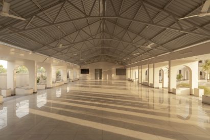 Interior view of the Forest of Peace ashram in India