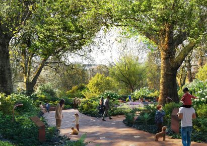 Garden space at memorial proposal by Foster + Partners