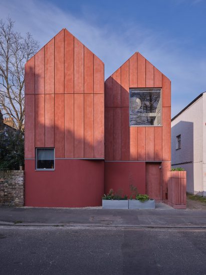 Exterior view of red London home