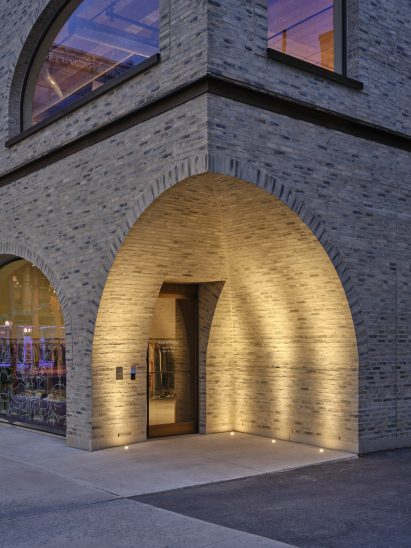 Arched brick building