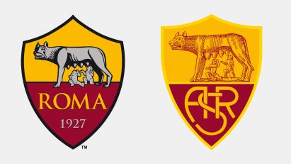 Old and new AS Roma logo from 2025 side by side