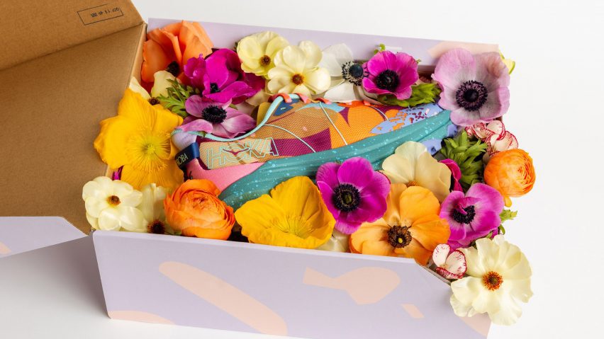 Sneakers in flowers