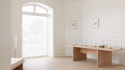 John Pawson colour samples on wooden table