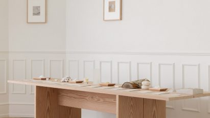 John Pawson colour samples on wooden table