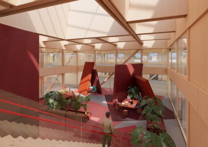 Timber structure in Lego office