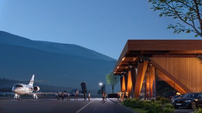 Render of the Mestia Airport terminal by LSG Solutions
