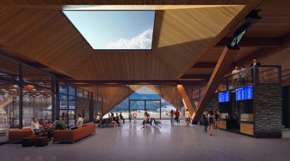 Interior view of the Mestia Airport terminal in Georgia