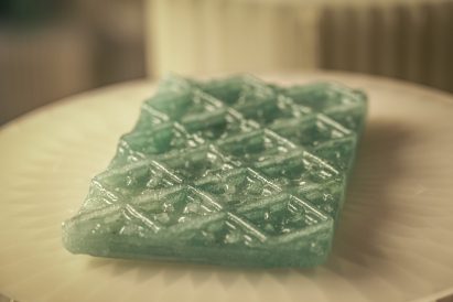 Green glass with geometric pattern