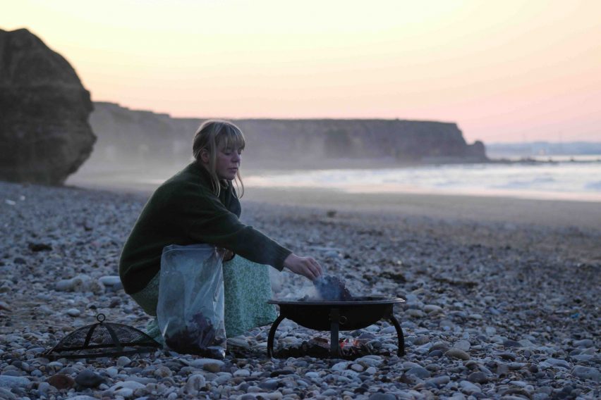 Designer Lulu Harrison on a beach