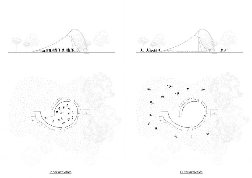 Plan and section of Chinese Paper Umbrella by MAD