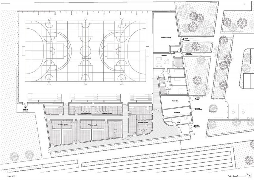 Floor plan of Marie Marvingt Gymnasium by Ateliers O-S Architectes