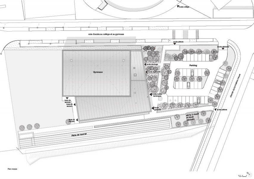 Site plan of Marie Marvingt Gymnasium by Ateliers O-S Architectes