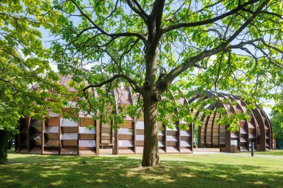 Exterior view of timber structure by Marina Tabassum