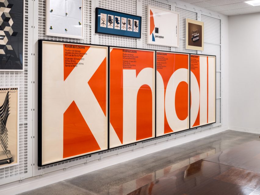 A large knoll sign on wall
